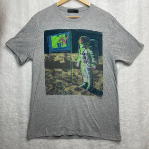 Junk Food Clothing MTV On The Moon Vintage T-Shirt Men's M Heather Grey Pullover
